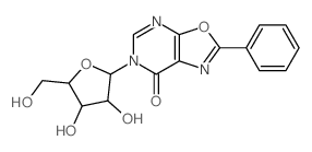 Oxazolo[5,4-d]pyrimidin-7(6H)-one, 2-phenyl-6-b-D-ribofuranosyl-结构式