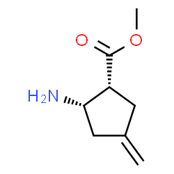 Cyclopentanecarboxylic acid, 2-amino-4-methylene-, methyl ester, (1R,2S)- structure