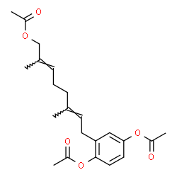 Diacetic acid 2-[8-(acetyloxy)-3,7-dimethyl-2,6-octadienyl]-1,4-phenylene ester结构式