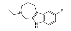 2-ethyl-7-fluoro-3,4,5,10-tetrahydro-1H-azepino[3,4-b]indole结构式