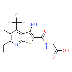 ({[3-amino-6-ethyl-5-methyl-4-(trifluoromethyl)thieno[2,3-b]pyridin-2-yl]carbonyl}amino)acetic acid structure