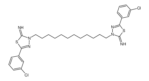 3,3-(1,12-dodecanediyl) bis-[5-(3-chlorophenyl)-1,3,4-thiadiazol-2(3H)-imine] Structure