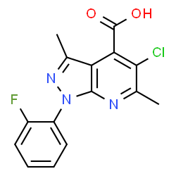 5-Chloro-1-(2-fluorophenyl)-3,6-dimethyl-1H-pyrazolo[3,4-b]pyridine-4-carboxylic acid structure