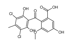 2-(3,5-dichloro-2,6-dihydroxy-4-methylbenzoyl)-5-hydroxy-3-methoxybenzoic acid Structure