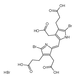 [5-bromo-4-(2-carboxy-ethyl)-3-carboxymethyl-pyrrol-2-yl]-[5-bromo-4-(2-carboxy-ethyl)-3-carboxymethyl-pyrrol-2-ylidene]-methane, hydrobromide Structure