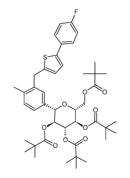 (2S,3S,4R,5R,6R)-2-(3-((5-(4-fluorophenyl)thiophen-2-yl)methyl)-4-methylphenyl)-6-(pivaloyloxymethyl)tetrahydro-2H-pyran-3,4,5-thiyl tris(2,2-dimethylpropanoate)结构式