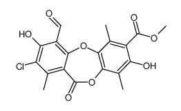 2-Chloro-4-formyl-3,8-dihydroxy-1,6,9-trimethyl-11-oxo-11H-dibenzo[b,e][1,4]dioxepin-7-carboxylic acid methyl ester Structure