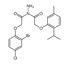 2-(2-bromo-4-chlorophenoxy)-N-[2-(5-methyl-2-propan-2-ylphenoxy)acetyl]acetohydrazide Structure