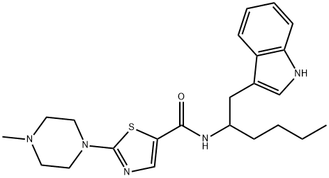 5-Thiazolecarboxamide, N-[1-(1H-indol-3-ylmethyl)pentyl]-2-(4-methyl-1-piperazinyl)- Structure