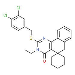 2-[(3,4-Dichlorobenzyl)sulfanyl]-3-ethyl-3H-spiro[benzo[h]quinazoline-5,1'-cyclohexan]-4(6H)-one结构式