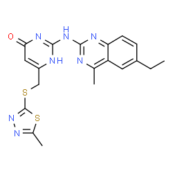 2-[(6-ethyl-4-methylquinazolin-2-yl)amino]-6-{[(5-methyl-1,3,4-thiadiazol-2-yl)sulfanyl]methyl}pyrimidin-4(3H)-one picture