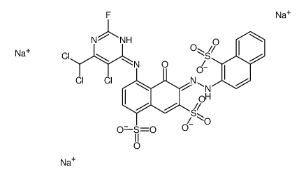 4-[[5-chloro-6-(dichloromethyl)-2-fluoro-4-pyrimidinyl]amino]-5-hydroxy-6-[(1-sulpho-2-naphthyl)azo]naphthalene-1,7-disulphonic acid, sodium salt picture