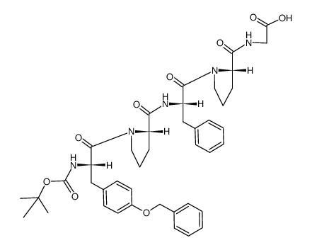 N-tert-butyloxycarbonyl-O-benzyl-L-tyrosyl-L-prolyl-L-phenylalanyl-L-prolylglycine结构式