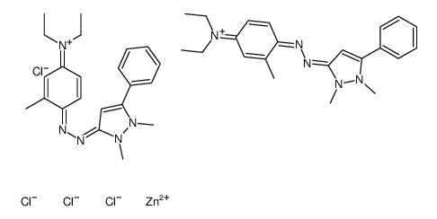 4-[(1,2-dimethyl-5-phenylpyrazol-2-ium-3-yl)diazenyl]-N,N-diethyl-3-methylaniline,tetrachlorozinc(2-) Structure