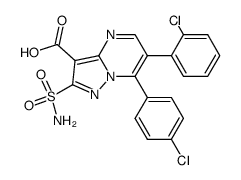 3-carboxy-6-(2-chlorophenyl)-7-(4-chlorophenyl)-2-sulfamoylpyrazolo[1,5-a]pyrimidine结构式