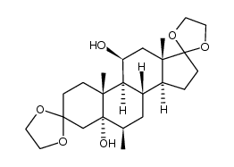 3,3,17,17-bis-ethanediyldioxy-6β-methyl-5α-androstane-5,11β-diol Structure