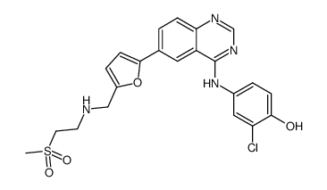 2-chloro-4-((6-(5-(((2-(methylsulfonyl)ethyl)amino)methyl)furan-2-yl)quinazolin-4-yl)amino)phenol结构式