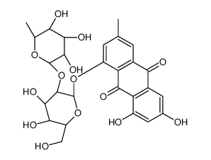 1,6,8-trihydroxy-3-methylanthraquinone 1-O-rhamnosyl(1-2)glucoside structure