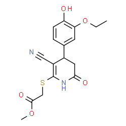 methyl {[3-cyano-4-(3-ethoxy-4-hydroxyphenyl)-6-oxo-1,4,5,6-tetrahydropyridin-2-yl]sulfanyl}acetate Structure