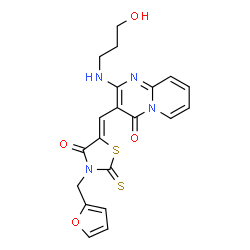 3-{[3-(2-furylmethyl)-4-oxo-2-thioxo-1,3-thiazolidin-5-ylidene]methyl}-2-[(3-hydroxypropyl)amino]-4H-pyrido[1,2-a]pyrimidin-4-one Structure