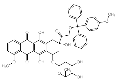 10-(4,5-dihydroxy-6-methyl-oxan-2-yl)oxy-6,8,11-trihydroxy-1-methoxy-8-[2-[(4-methoxyphenyl)-diphenyl-methoxy]acetyl]-9,10-dihydro-7H-tetracene-5,12-dione structure