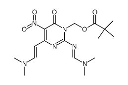 (2-(((dimethylamino)methylene)amino)-4-((E)-2-(dimethylamino)vinyl)-5-nitro-6-oxopyrimidin-1(6H)-yl)methyl pivalate Structure