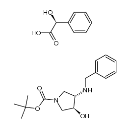 (3S,4S)-3-benzylamino-4-hydroxy-pyrrolidine-1-carboxylic acid tert-butyl ester (+)-mandelic acid salt结构式