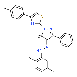 4-[(2,5-dimethylphenyl)hydrazono]-2-[4-(4-methylphenyl)-1,3-thiazol-2-yl]-5-phenyl-2,4-dihydro-3H-pyrazol-3-one Structure