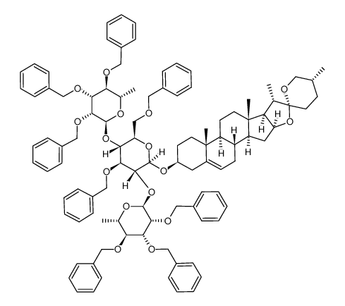 diosgenyl 2,4-di-O-(2,3,4-tri-O-benzyl-α-L-rhamnopyranosyl)-3,6-di-O-benzyl-β-D-glucopyranoside Structure