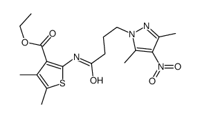 ethyl 2-[4-(3,5-dimethyl-4-nitropyrazol-1-yl)butanoylamino]-4,5-dimethylthiophene-3-carboxylate结构式