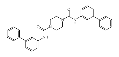 N,N-bis(3-phenylphenyl)piperazine-1,4-dicarboxamide structure