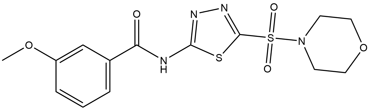 3-Methoxy-N-[5-(4-morpholinylsulfonyl)-1,3,4-thiadiazol-2-yl]benzamide结构式