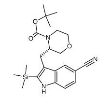 tert-butyl (3S)-3-{[5-cyano-2-(trimethylsilyl)-1H-indol-3-yl]methyl}morpholine-4-carboxylate结构式