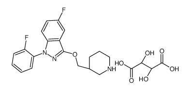 (2R,3R)-2,3-dihydroxybutanedioic acid,5-fluoro-1-(2-fluorophenyl)-3-[[(3S)-piperidin-3-yl]methoxy]indazole Structure