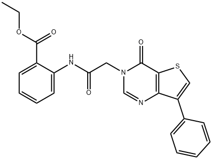 ethyl 2-(2-{4-oxo-7-phenyl-3H,4H-thieno[3,2-d]pyrimidin-3-yl}acetamido)benzoate结构式