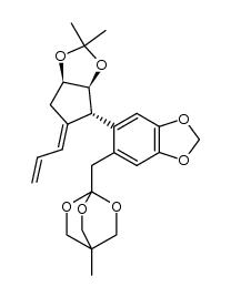 (3aα,4α,5E,6aα)-(+/-)-4-methyl-1-[[6-[tetrahydro-2,2-dimethyl-5-(2-propenylidene)-4H-cyclopenta-1,3-dioxol-4-yl]-1,3-benzodioxol-5-yl]methyl]-2,6,7-trioxabicyclo[2.2.2]octane Structure