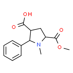 5-(Methoxycarbonyl)-1-methyl-2-phenyl-3-pyrrolidinecarboxylic acid structure