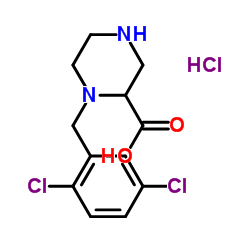 1-(2,5-Dichlorobenzyl)-2-piperazinecarboxylic acid hydrochloride (1:1) structure