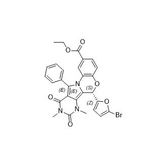 (S)-6-(5-溴呋喃-2-基)-7,9-二甲基-8,10-二氧代-11-苯基-7,8,9,10-四氢-6H-苯并[b]嘧啶并[4',5' ：3,4]吡咯并[1,2-d] [1,4]噁嗪-2-羧酸乙酯图片