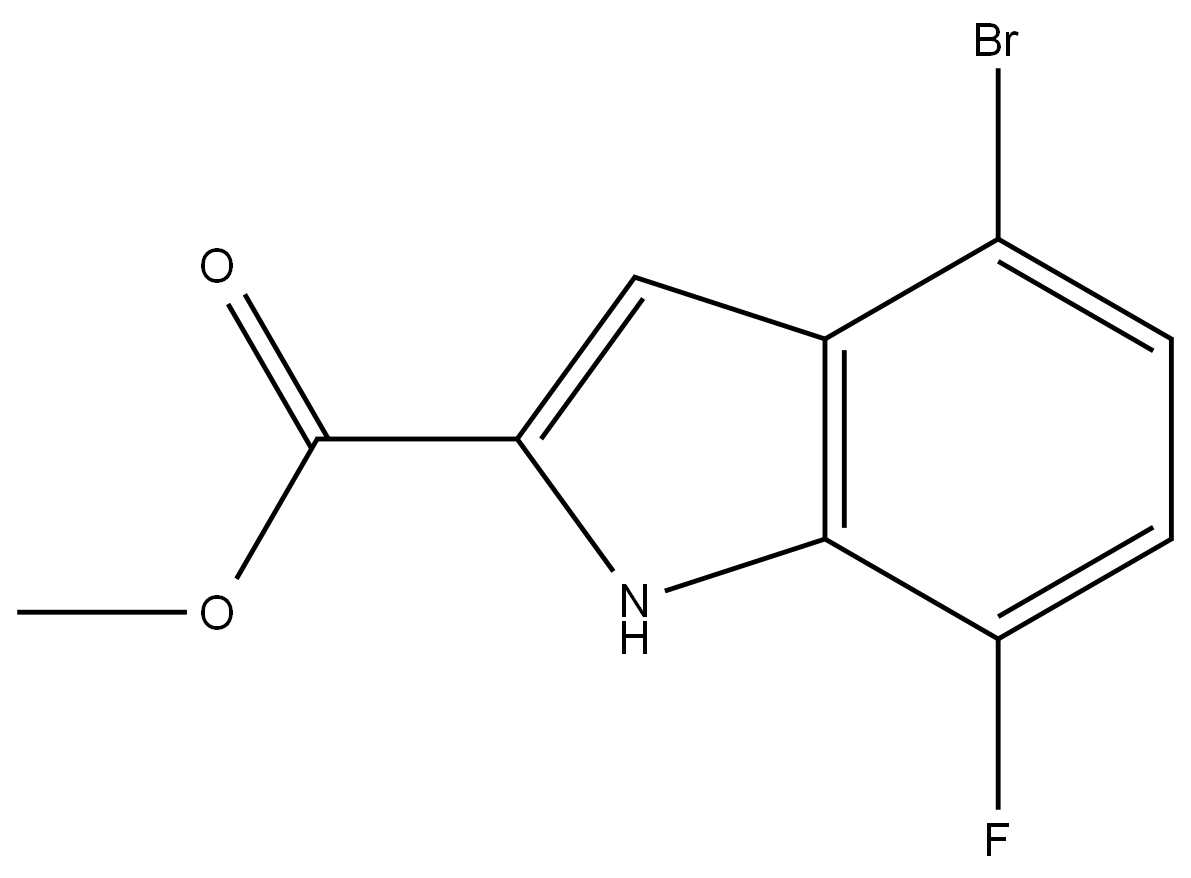 4-溴-7-氟-1H-吲哚-2-羧酸甲酯结构式
