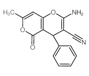 2-amino-7-methyl-5-oxo-4-phenyl-4H-pyrano[3,2-c]pyran-3-carbonitrile结构式