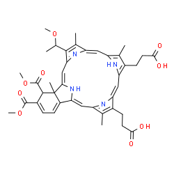 23H,25H-Benzo[b]porphine-9,13-dipropanoic acid, 1,22a-dihydro-1,2-bis(methoxycarbonyl)-19-(1-methoxyethyl)-8,14,18,22a-tetramethyl-结构式