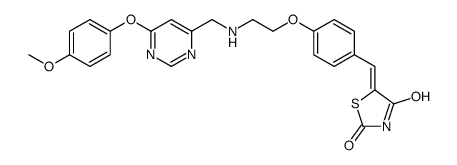 5-[[4-[2-[[6-(4-methoxyphenoxy)pyrimidin-4-yl]methylamino]ethoxy]phenyl]methylidene]-1,3-thiazolidine-2,4-dione Structure