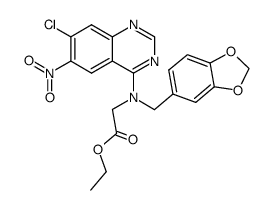 7-chloro-4-[N,N-(ethoxycarbonylmethyl)piperonylamino]-6-nitroquinazoline Structure