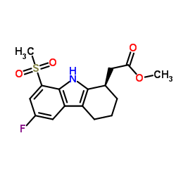 Methyl [(1R)-6-fluoro-8-(methylsulfonyl)-2,3,4,9-tetrahydro-1H-carbazol-1-yl]acetate Structure