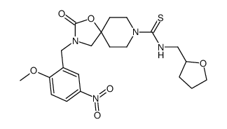 3-(2-methoxy-5-nitrobenzyl)-2-oxo-1-oxa-3,8-diazaspiro[4.5]decane-8-carbothioic acid (tetrahydrofuran-2-ylmethyl)amide Structure