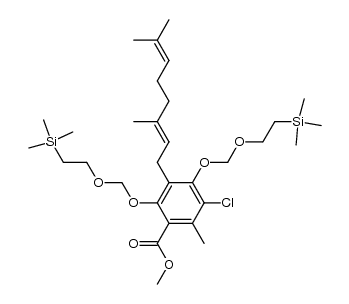 (E)-methyl 3-chloro-5-(3,7-dimethylocta-2,6-dien-1-yl)-2-methyl-4,6-bis((2-(trimethylsilyl)ethoxy)methoxy)benzoate Structure