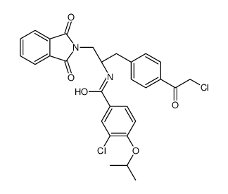 Benzamide, 3-chloro-N-[(1S)-1-[[4-(2-chloroacetyl)phenyl]Methyl]-2-(1,3-dihydro-1,3-dioxo-2H-isoindol-2-yl)ethyl]-4-(1-Methylethoxy)- Structure