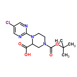 1-(5-Chloro-2-pyrimidinyl)-4-{[(2-methyl-2-propanyl)oxy]carbonyl}-2-piperazinecarboxylic acid Structure