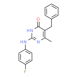 5-Benzyl-2-[(4-fluorophenyl)amino]-6-methylpyrimidin-4(3H)-one结构式